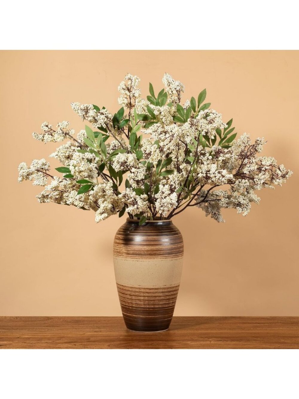 Set of 4 Faux Berry Stems, 31" Nandina Decor, Cream Artificial Floral